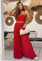 Compleu Top  i plisowane Pantaloni wide leg Beverly Shores roșu