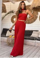 Compleu Top  i plisowane Pantaloni wide leg Beverly Shores roșu