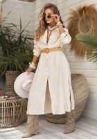 Koszulowa Rochie z haftami boho Prettiest Sunsets bej