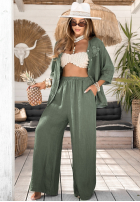 Lniana Bluză z kwiatami Summer Dream kaki