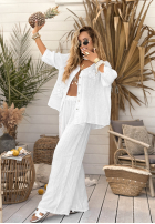 Lniana Bluză z kwiatami Summer Dream albă