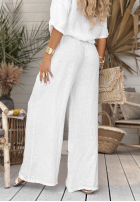 Lniane Pantaloni wide leg My Happy Place białe