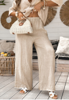 Lniane Pantaloni wide leg My Happy Place bej