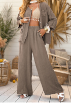 Lniane Pantaloni wide leg My Happy Place mokka