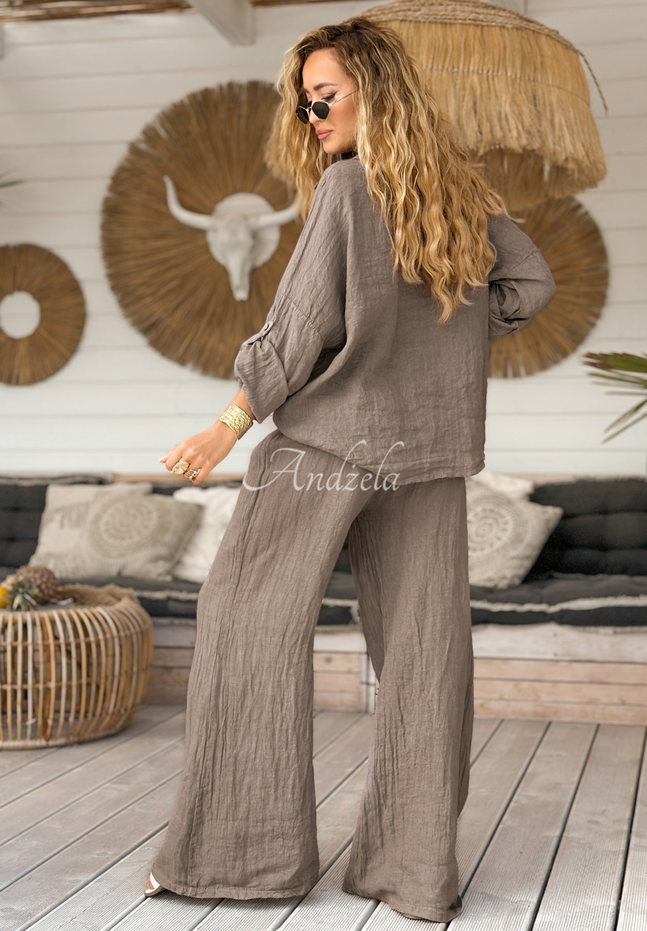 Cămașă boho din in My Summer Soul cu dantelă