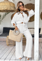 Lniane Pantaloni wide leg My Summer Soul białe