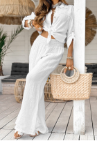 Lniane Pantaloni wide leg My Summer Soul białe