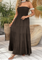 Rochie maxi z falbankami Sunshine Perfection ciocolatie
