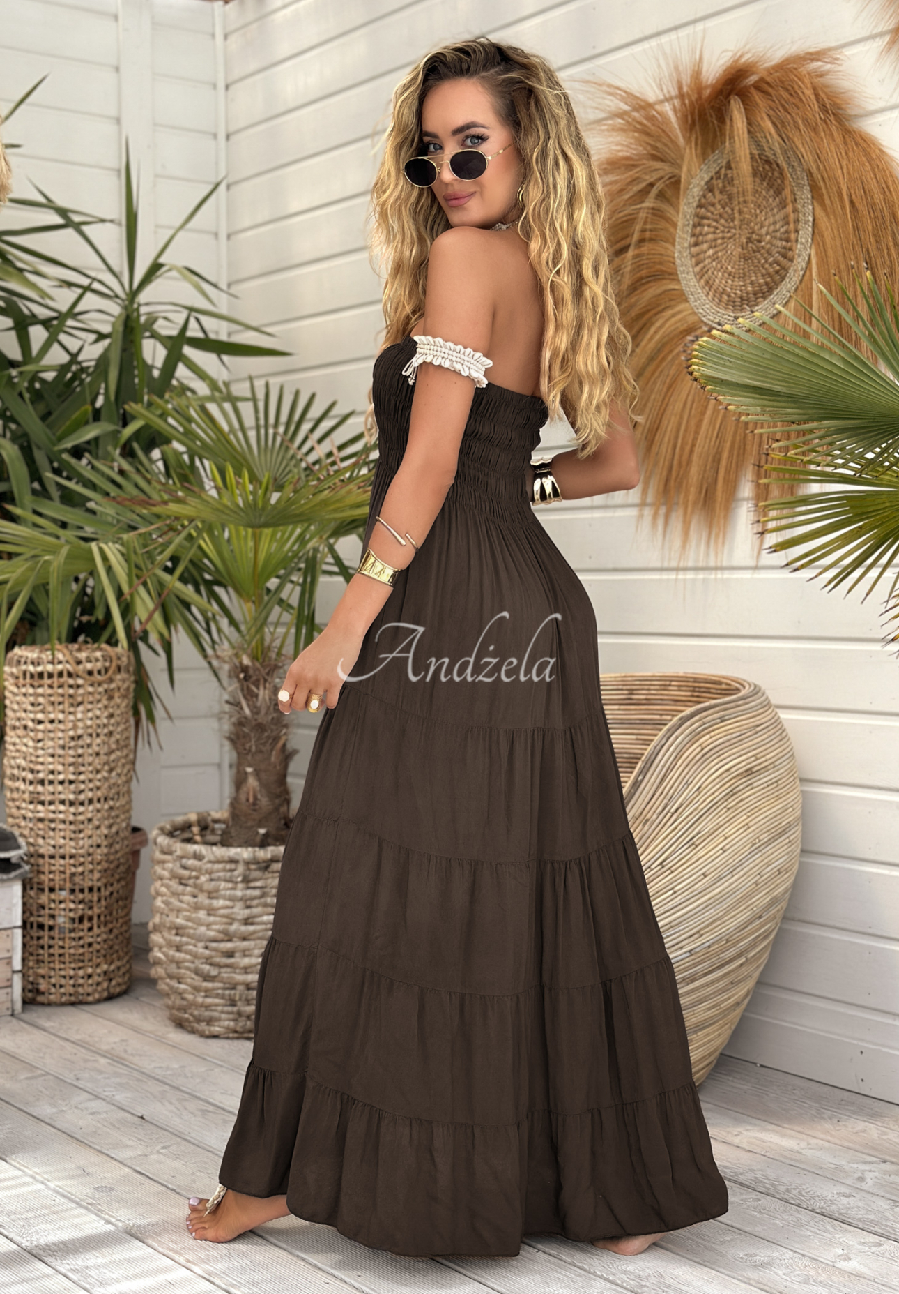 Rochie maxi din viscoză Sunshine Perfection cu volănașe