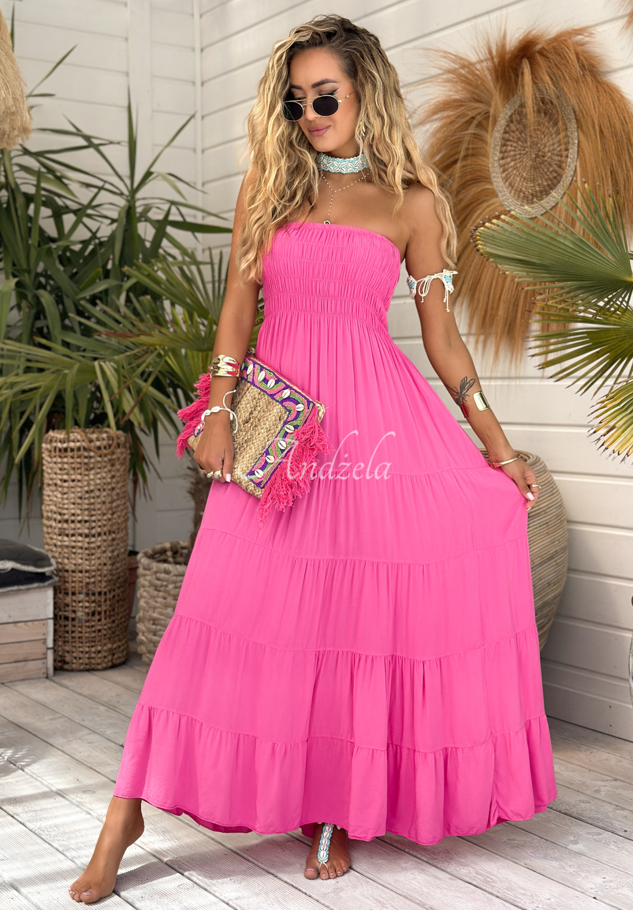 Rochie maxi din viscoză Sunshine Perfection cu volănașe