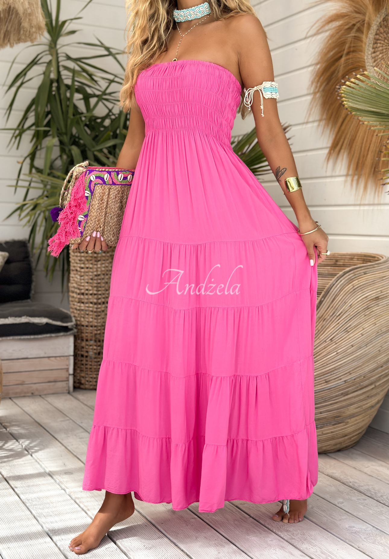 Rochie maxi din viscoză Sunshine Perfection cu volănașe