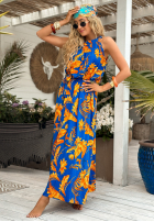 Wzorzysta Rochie Hawaiian Road niebiesko-galben