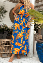 Wzorzysta Rochie Hawaiian Road niebiesko-galben