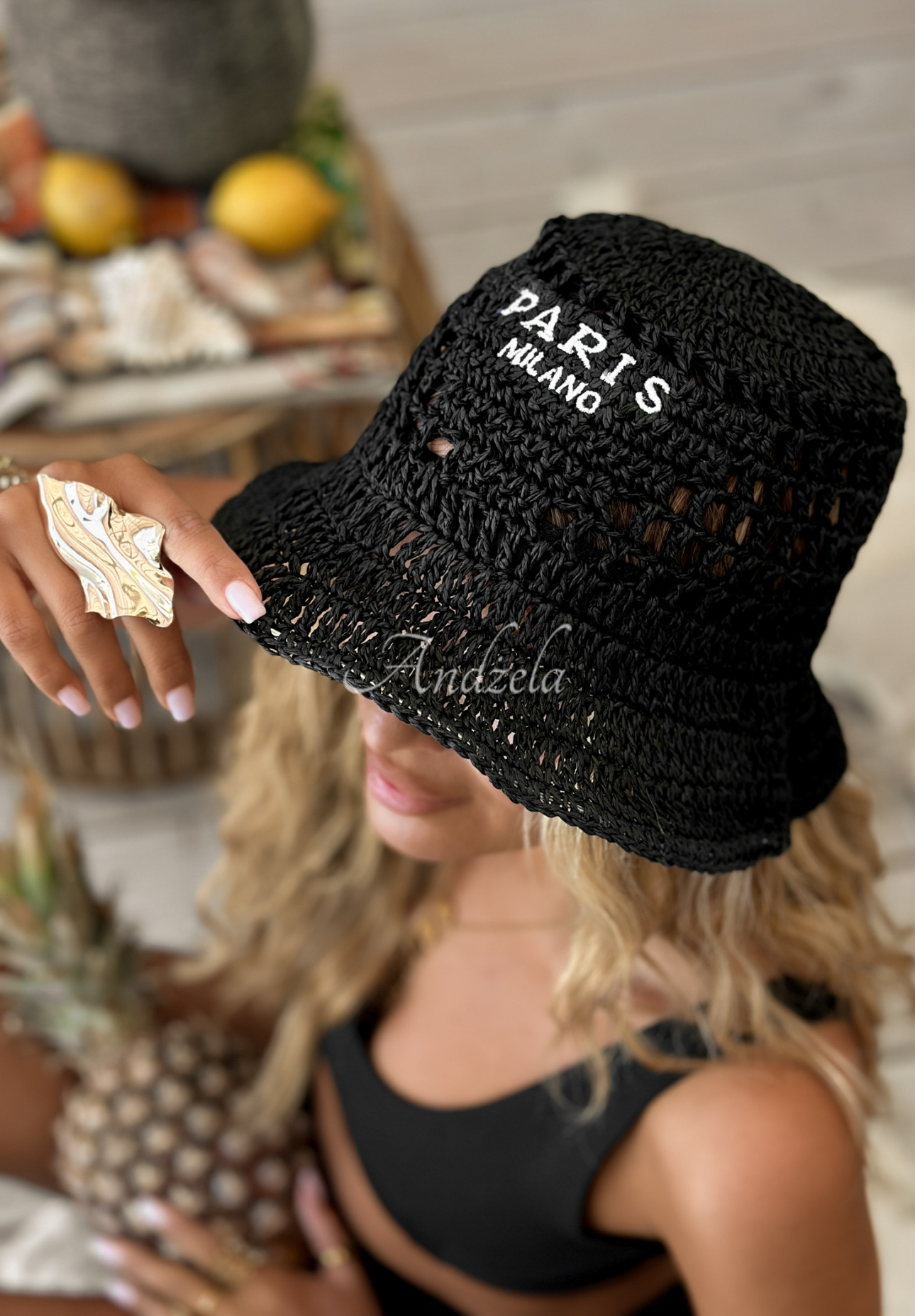 Pălărie împletită bucket hat Paris Milano