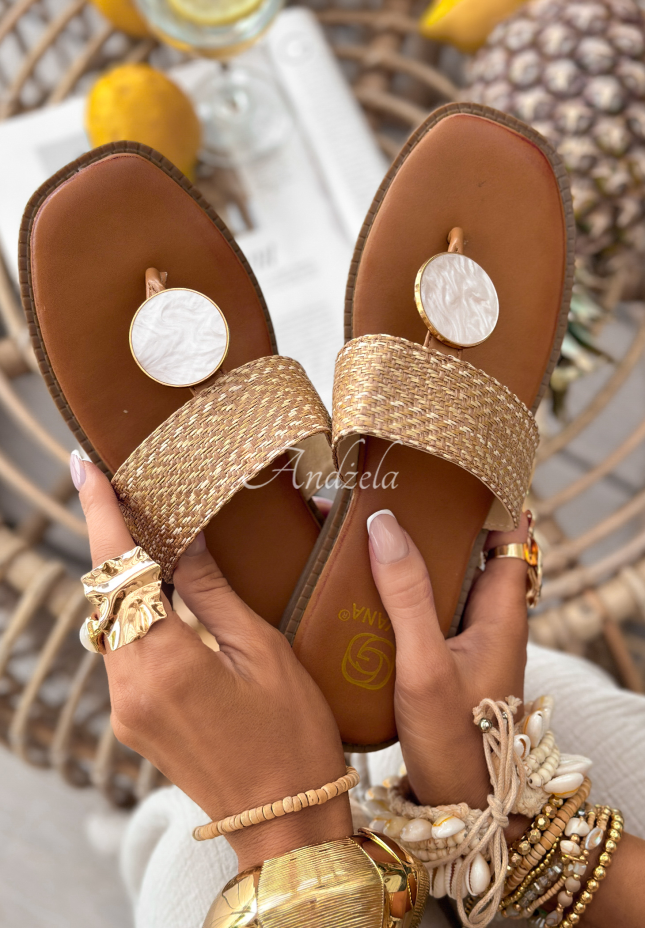 Șlapi împletiți tip flip-flop Beach Vibes