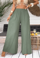 Muślinowe Pantaloni wide leg Paradise Bay kaki