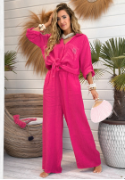 Lniany Compleu Cămașă i Pantaloni Sun Oasis fucsia