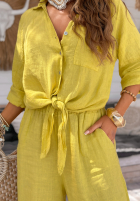 Lniany Compleu Cămașă i Pantaloni Sun Oasis verde
