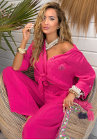 Lniany Compleu Cămașă i Pantaloni Sun Oasis fucsia