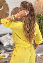 Lniane Pantaloni wide leg My Happy Place lime