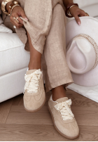 zamszowe Cizme z kokardką Sweet & Pearly bej