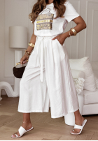 din material textil Pantaloni wide leg Hot Springs ecru