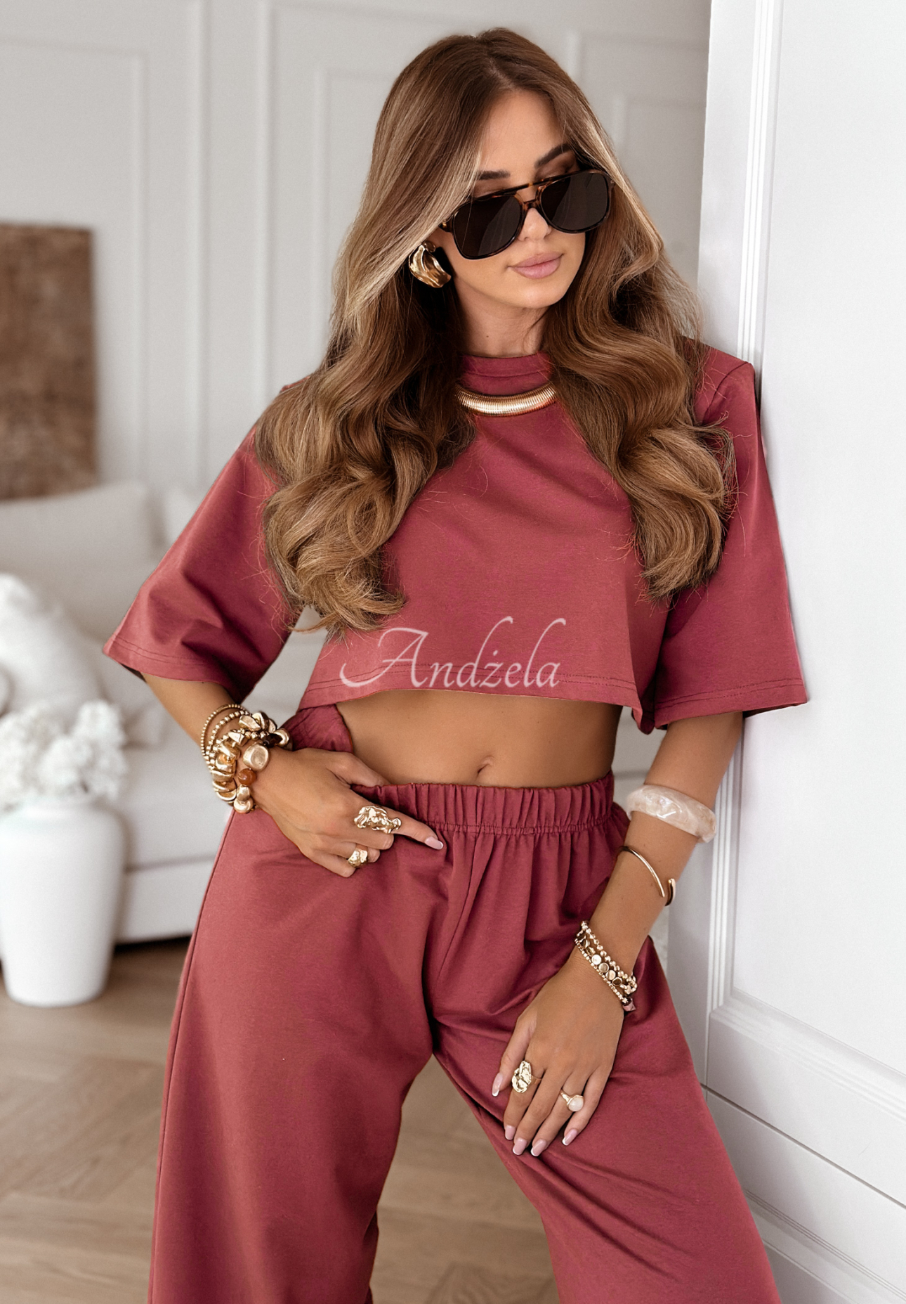 Set de trening Lovely Duo format din tricou și pantaloni wide leg