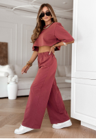 Compleu de trening Tricou i Pantaloni wide leg Lovely Duo zmeurie