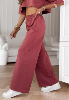 Compleu de trening Tricou i Pantaloni wide leg Lovely Duo zmeurie