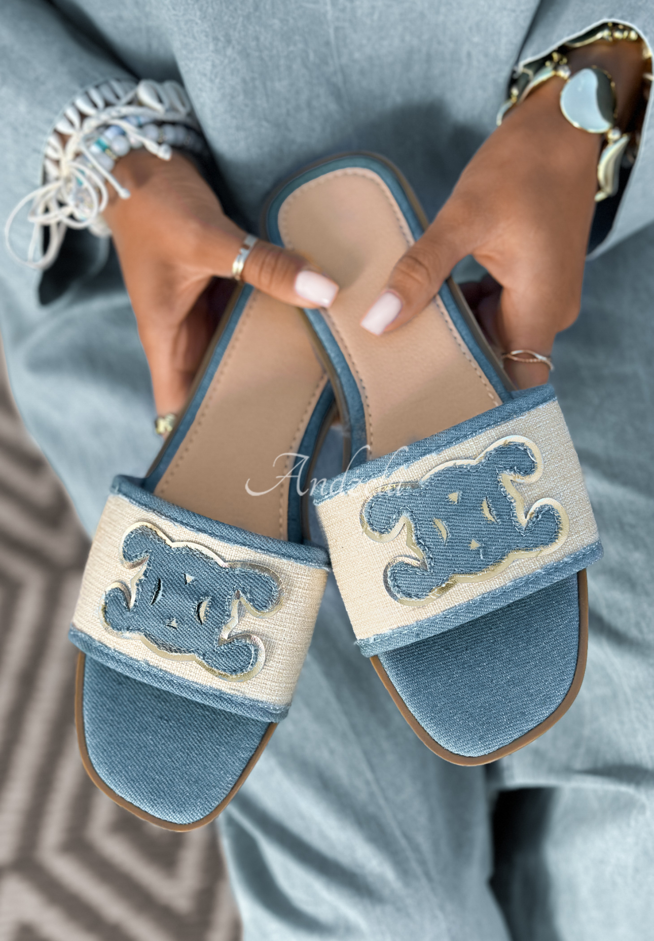 Șlapi din denim Beach Walks
