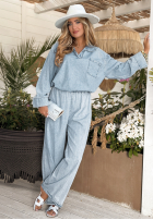 Pantaloni din denim To Be Wonderful albastru deschis
