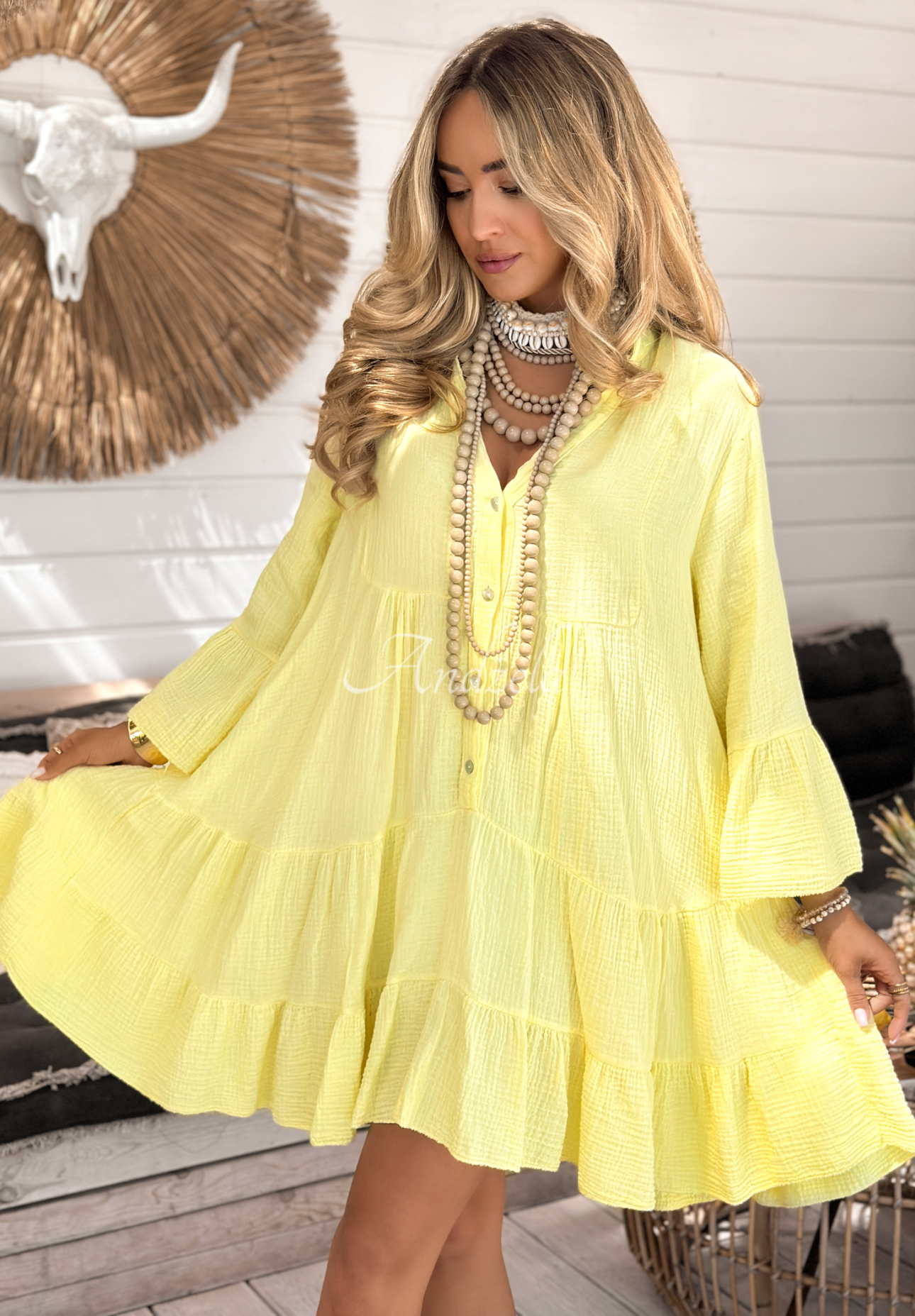 Rochie de muselină Hello Summer cu volănașe