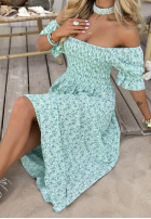 Rochie maxi w kwiaty Beautiful Bloom albastru azuriu