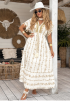 Haftowana Rochie midi boho To The Ocean ecru