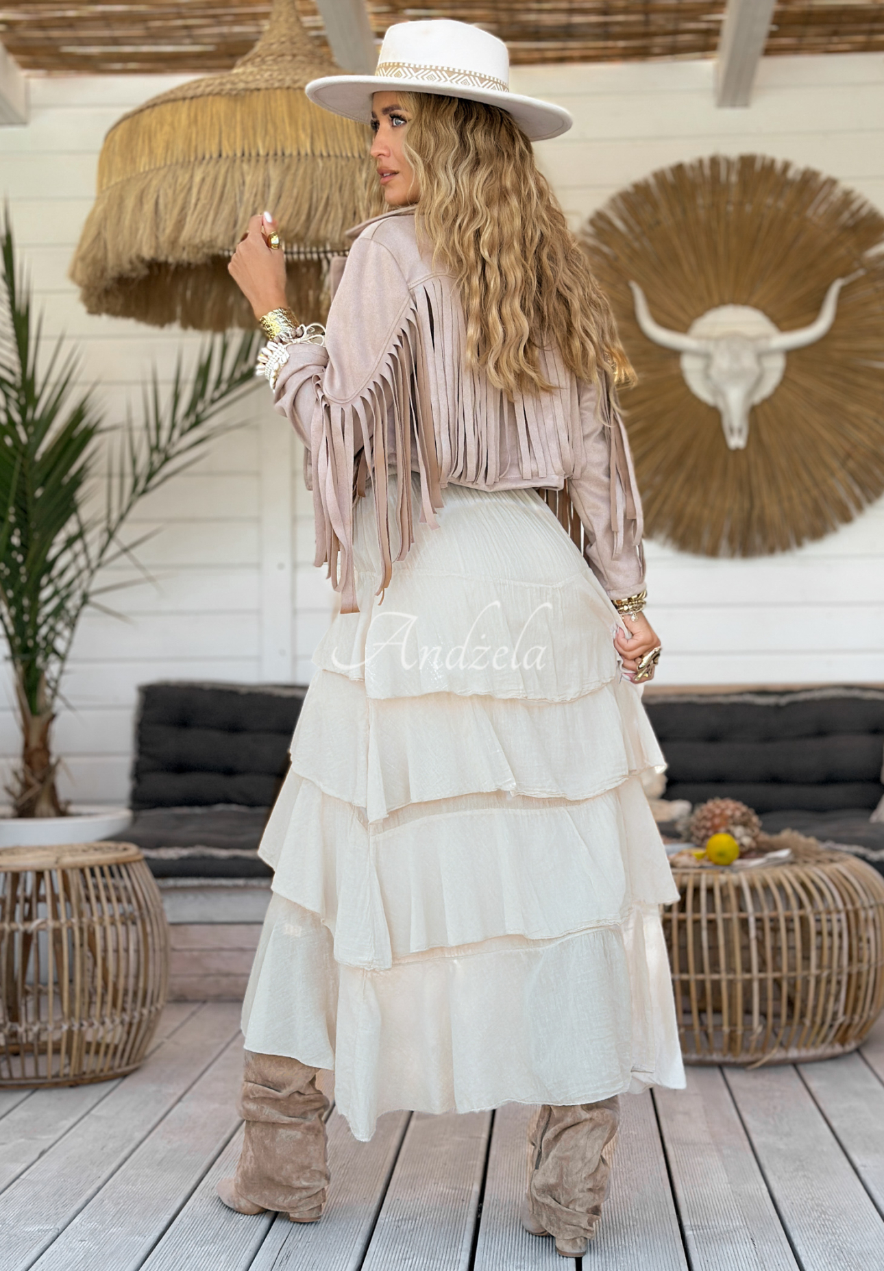 Fustă maxi cu volănașe Boho Sands