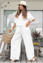 Compleu Tricou i Pantaloni wide leg Wind Whispers Alb