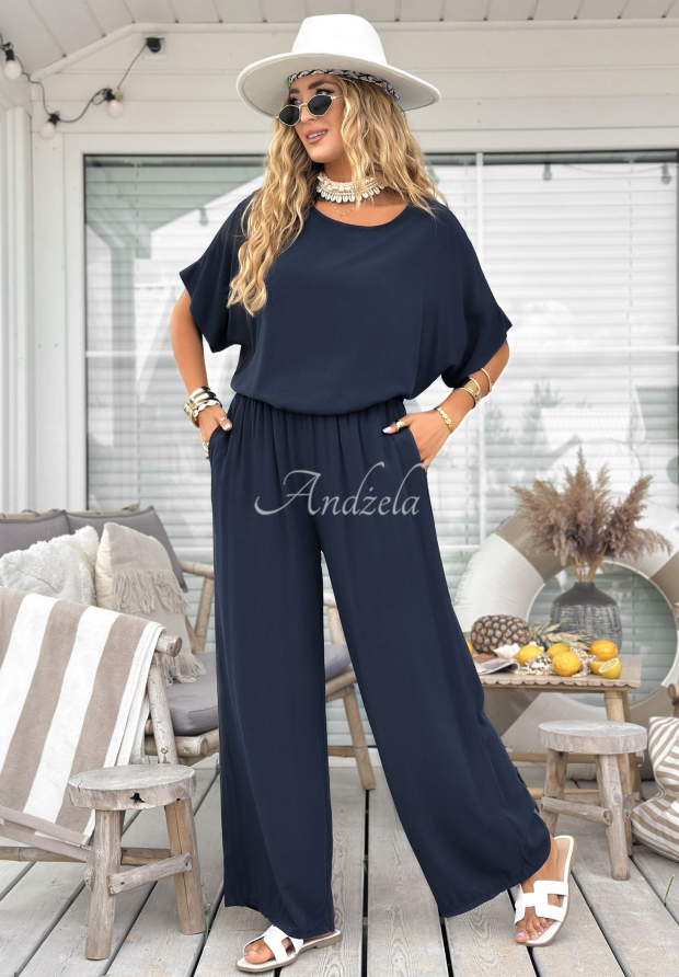 Set din viscoză Wind Whispers format din bluză și pantaloni wide leg