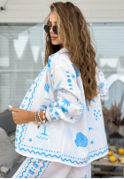 Compleu Cămașă i Pantaloni cu modele Blue Sea Life biało-albastru