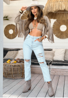 Pantaloni din denim z przetarciami Miss Ripps albastru deschis