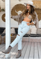 Pantaloni din denim z przetarciami Miss Ripps albastru deschis