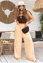 Wiskozowe Pantaloni wide leg The Neverland de culoarea vaniliei