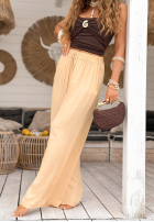Wiskozowe Pantaloni wide leg The Neverland de culoarea vaniliei