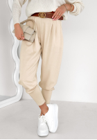din material textil Pantaloni masełko The First Try de culoarea vaniliei