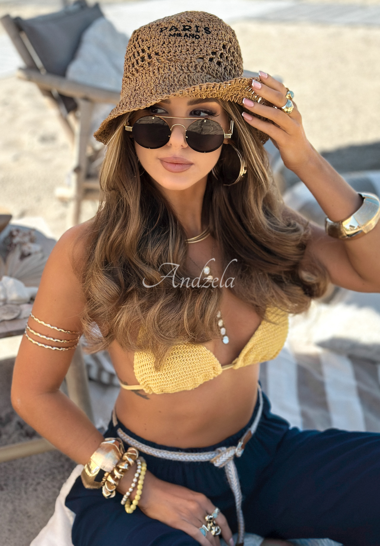 Pălărie împletită bucket hat Paris Milano