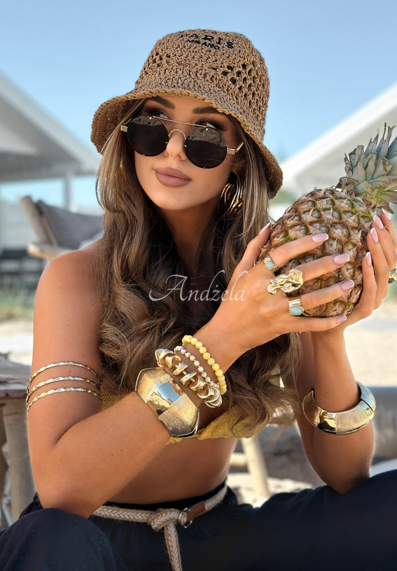 Pălărie împletită bucket hat Paris Milano