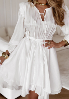 Szyfonowa Rochie z paskiem White Lotus albă