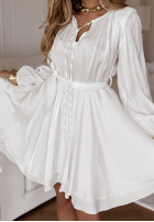 Szyfonowa Rochie z paskiem White Lotus albă