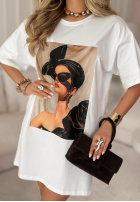 Bluză Tunică z nadrukiem Madame Fancy albă