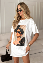 Bluză Tunică z nadrukiem Madame Fancy albă
