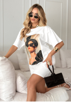 Bluză Tunică z nadrukiem Madame Fancy albă